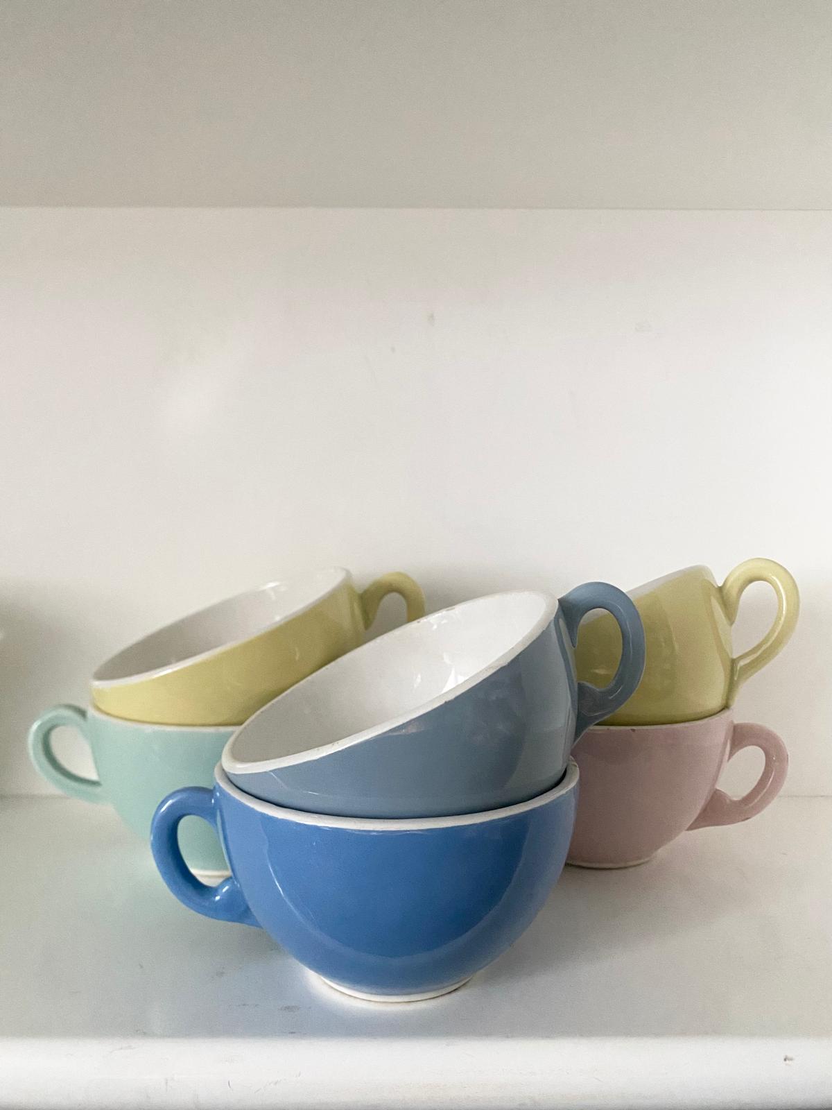 Lot de 6 tasses arc en ciel KG Lunéville