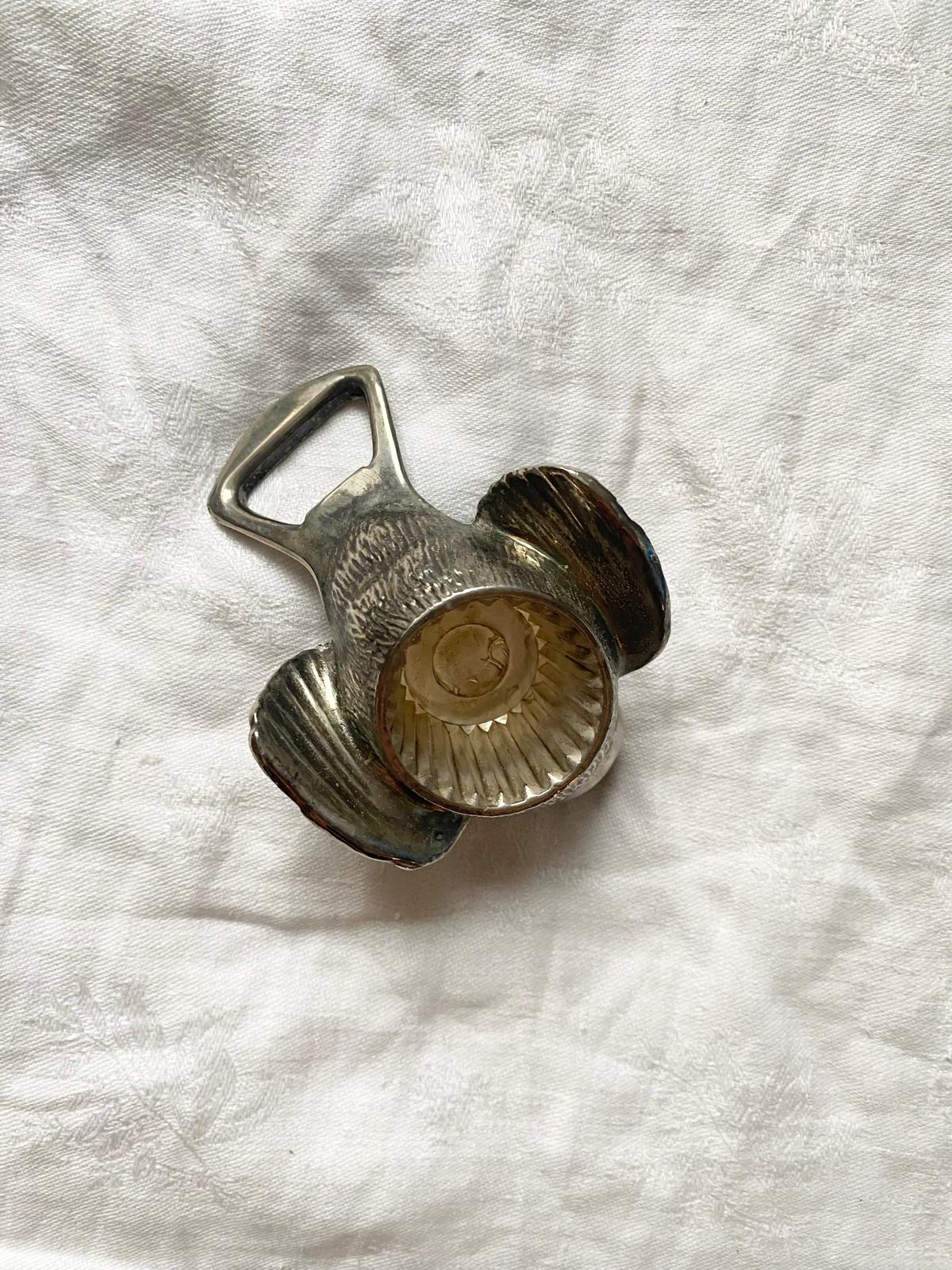 Ouvre bouteille oiseau métal argenté vintage