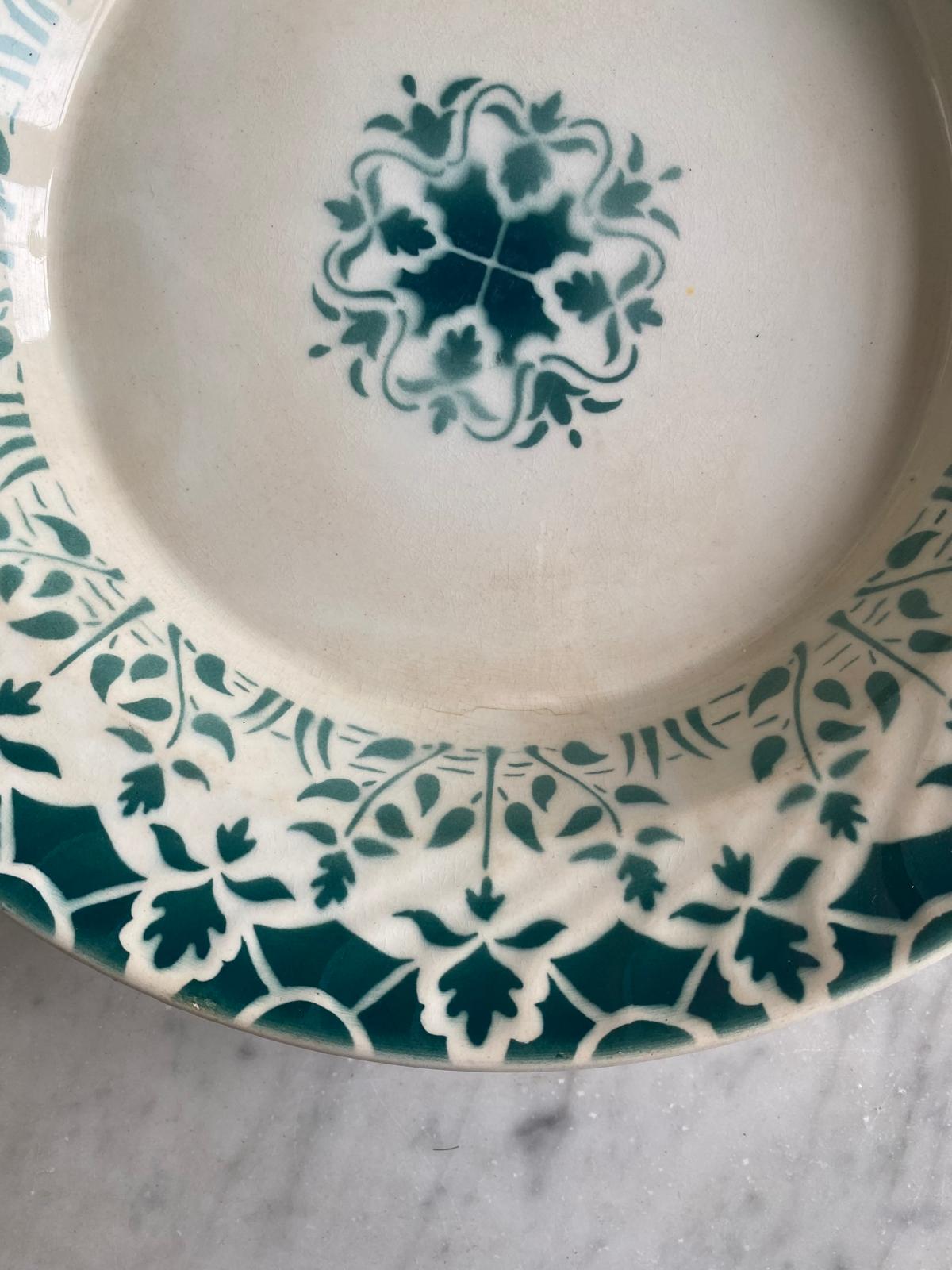 Petit plat creux vintage Digoin vert