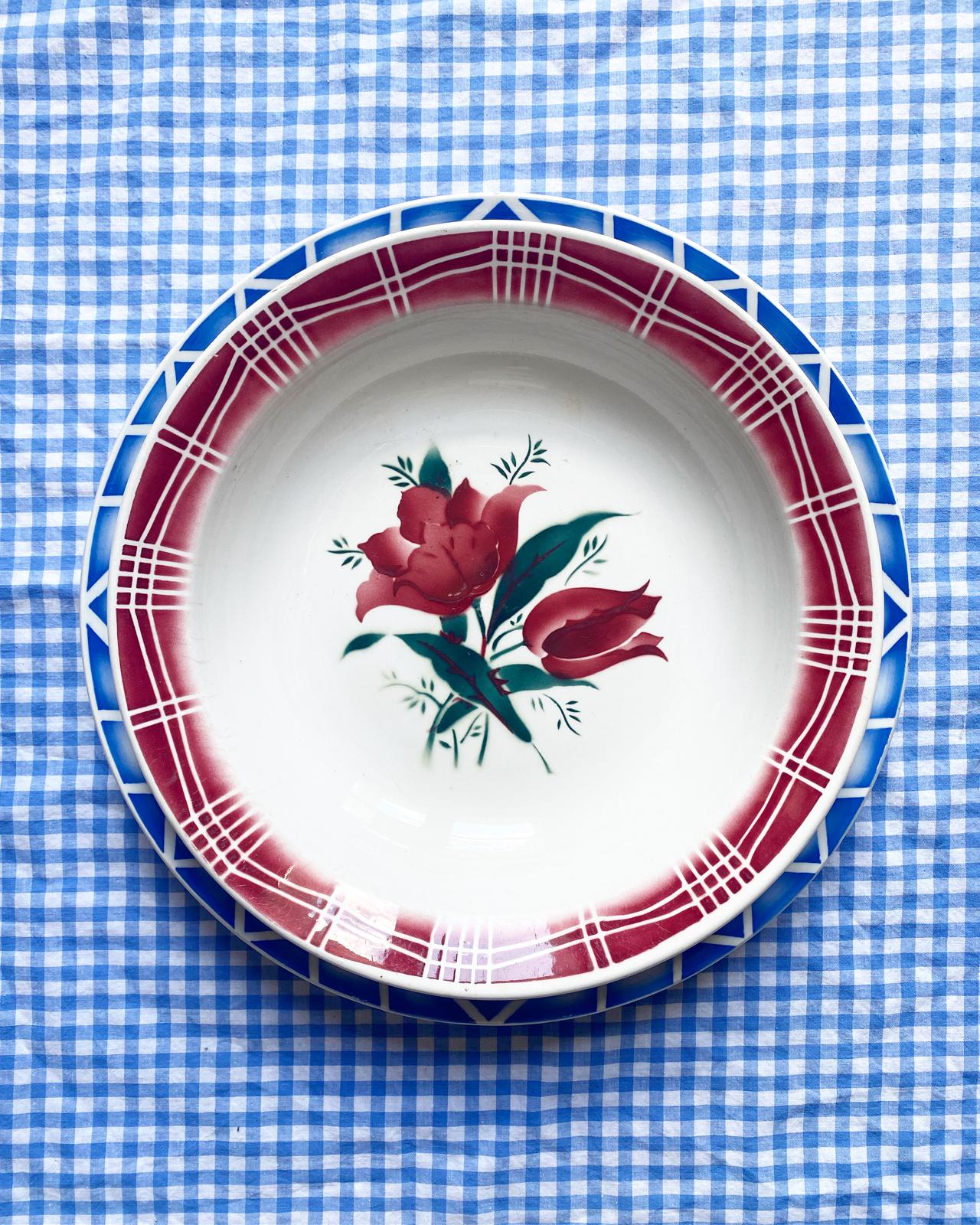 Plat creux vintage St Amand Fleurs 