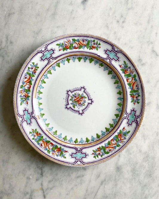 Assiette dessert faience anglaise polychrome