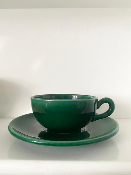 Tasse et sous tasse verte St Clément