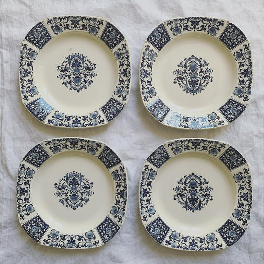 Lot de 4 assiettes creuses en terre de fer de Gien Ibis vintage