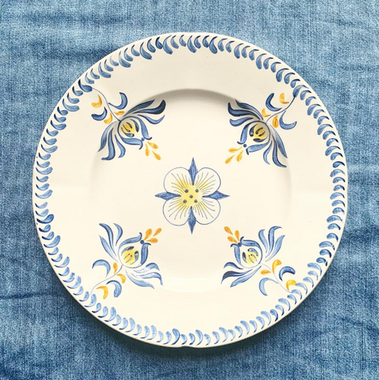 Assiette creuses Sarreguemines bleue et jaune