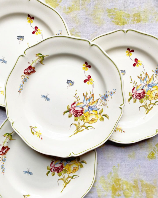 Assiettes plates Fleurs de Papillon Gien