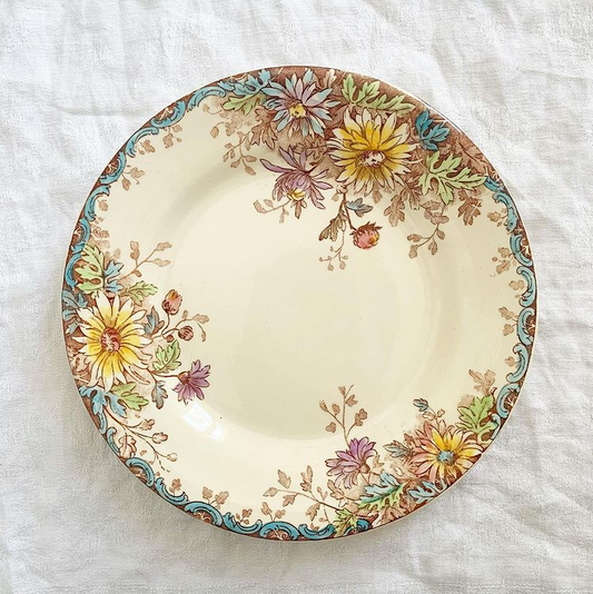 Lot de 8 assiettes plates terre de fer Fleurs d'Automne Gien