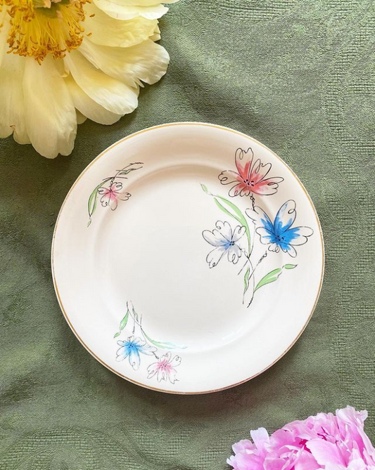 Assiettes à dessert Villeroy & Boch fleurs stylisées