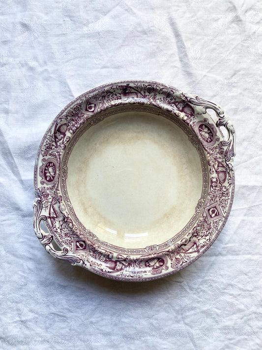 Coupe en terre de fer anglaise décor Biches et Sangliers