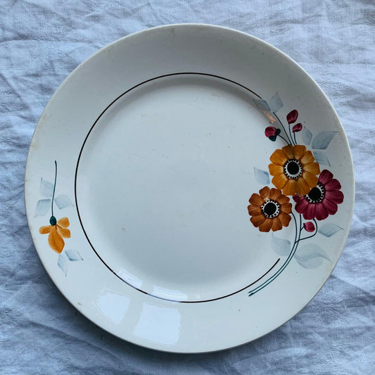 Plat rond à fleurs vintage St Amand