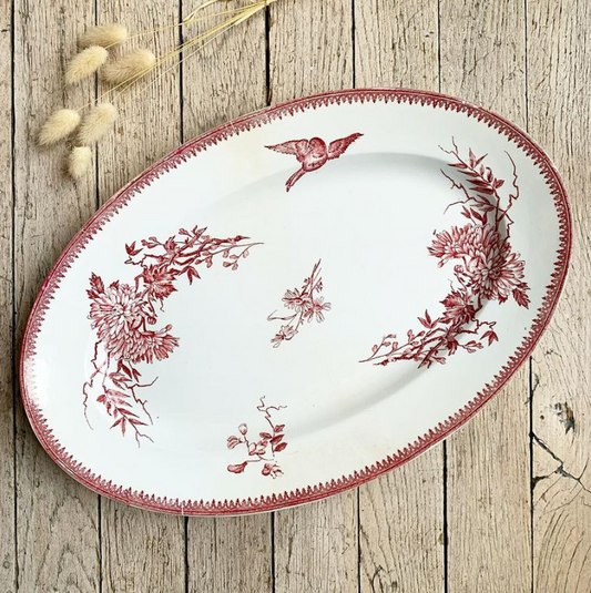 Plat terre de fer vintage rouge Pexonne